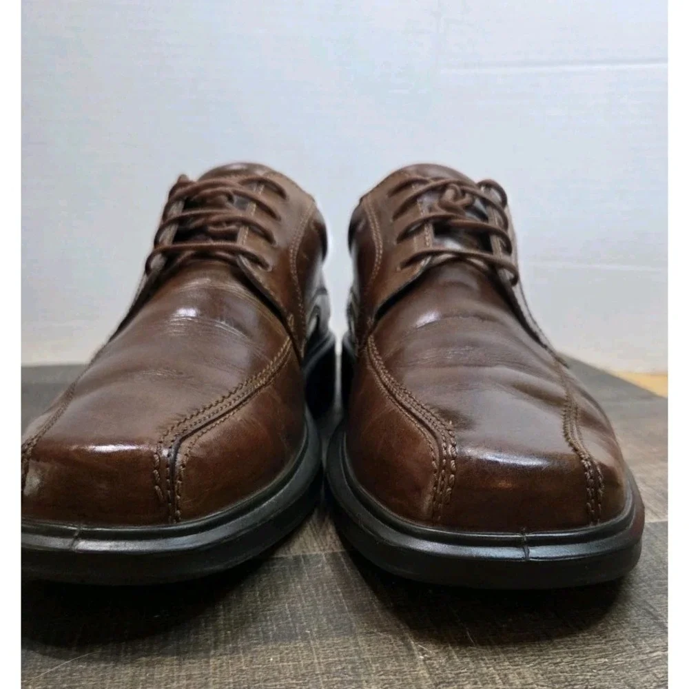 ECCO Mens Helsinki Bicycle Toe Tie Cocoa Brown Leather Oxfords Eur 43 US 9--10.5